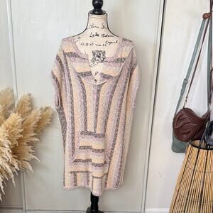Free People Beach Baja Tunic Mini Cover Up Poncho Dress size Medium